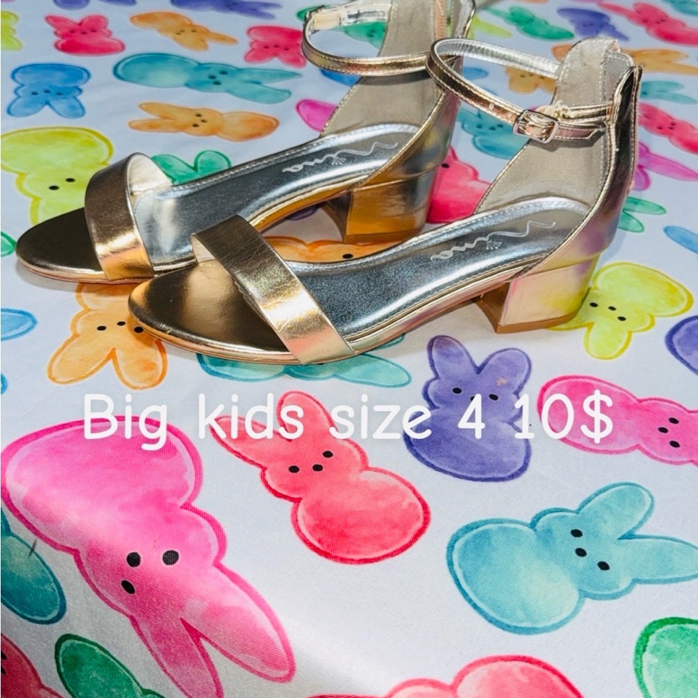 Target Girls Metallic Gold Ankle-Strap Block Heel Sandals